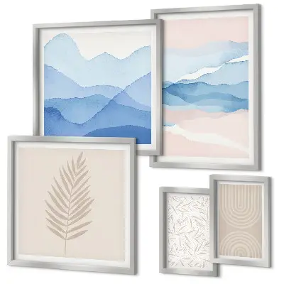 Framed photo set Abstract landscapes leaves