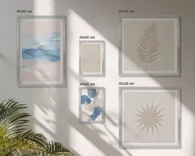 Set of 5 wall art pieces Abstract plant waves