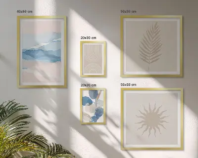 Set of 5 wall art pieces Abstract plant waves
