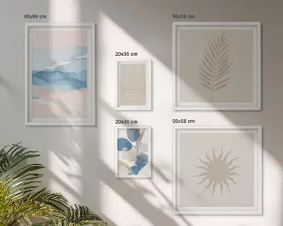Set of 5 wall art pieces Abstract plant waves