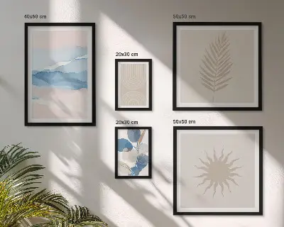 Set of 5 wall art pieces Abstract plant waves