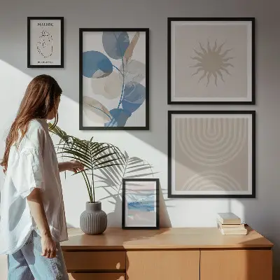 Gallery wall Stylish abstract plants