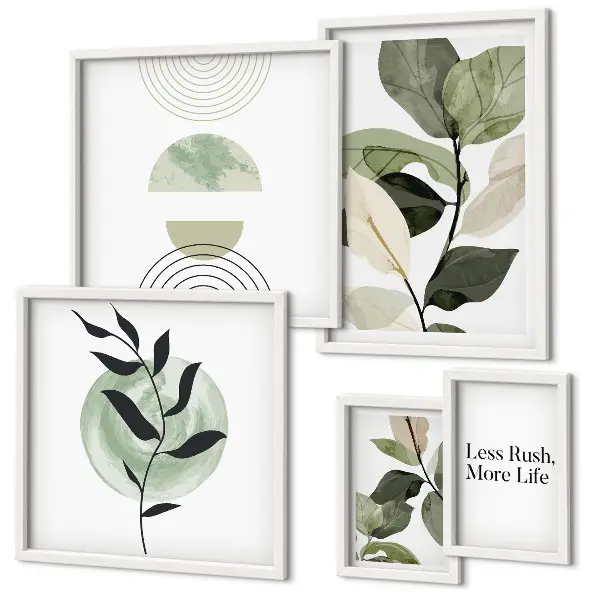 Set of 5 wall art pieces Stylish plant interior graphics