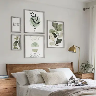Set of 5 wall art pieces Stylish plant interior graphics