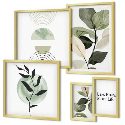 Set of 5 wall art pieces Stylish plant interior graphics