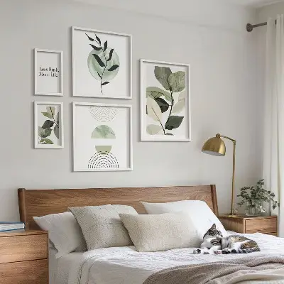 Set of 5 wall art pieces Stylish plant interior graphics