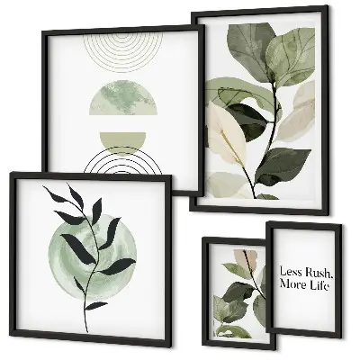 Set of 5 wall art pieces Stylish plant interior graphics
