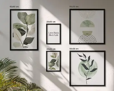 Set of 5 wall art pieces Stylish plant interior graphics