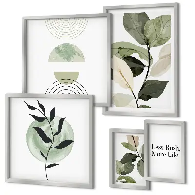 Set of 5 wall art pieces Stylish plant interior graphics