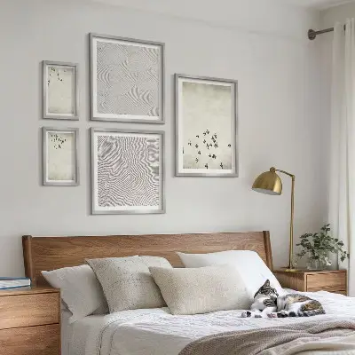 Set of 5 wall art pieces Minimalist bird painting