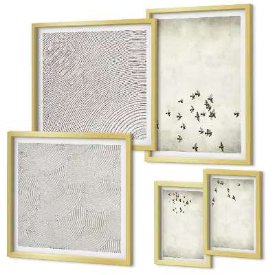 Set of 5 wall art pieces Minimalist bird painting