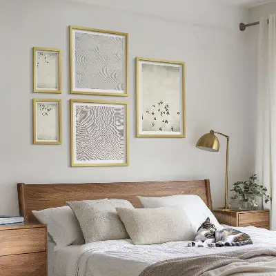 Set of 5 wall art pieces Minimalist bird painting