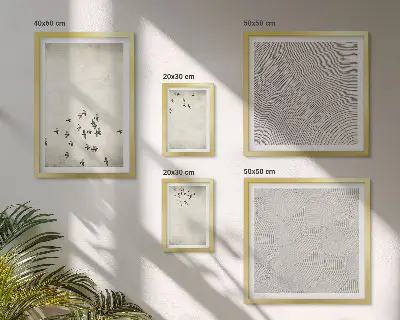 Set of 5 wall art pieces Minimalist bird painting
