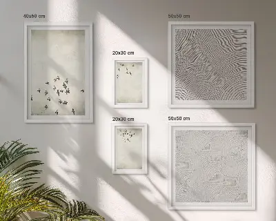 Set of 5 wall art pieces Minimalist bird painting