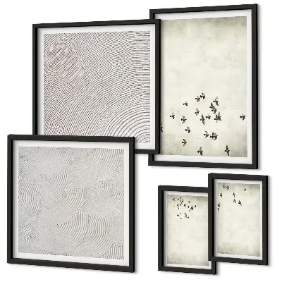 Set of 5 wall art pieces Minimalist bird painting