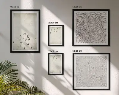 Set of 5 wall art pieces Minimalist bird painting