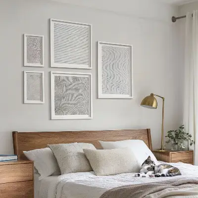 Set of 5 wall art pieces Sand patterns structures geometry