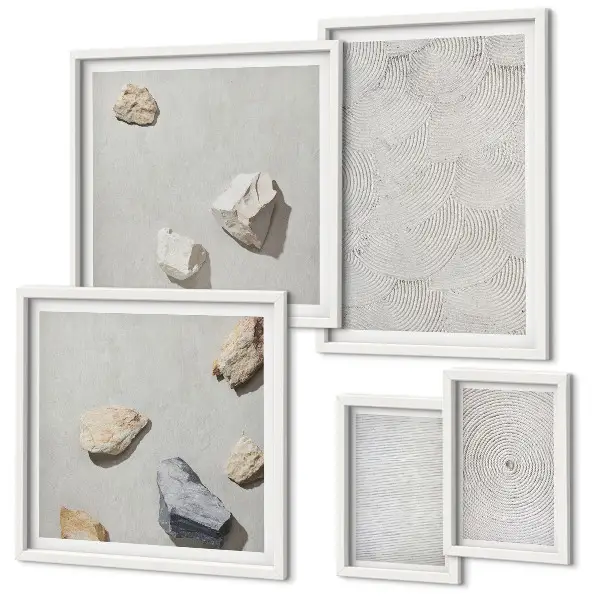 Framed photo set Geometric cardboard stones