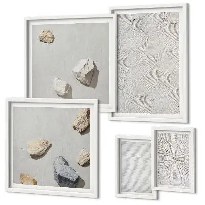 Framed photo set Geometric cardboard stones