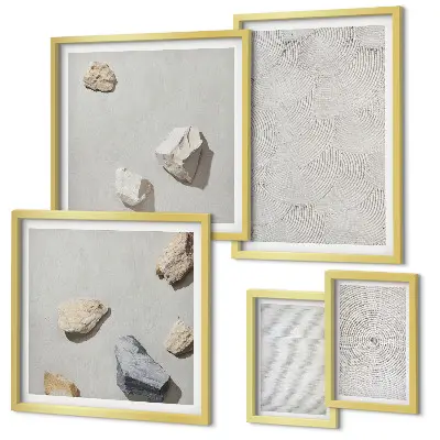 Framed photo set Geometric cardboard stones