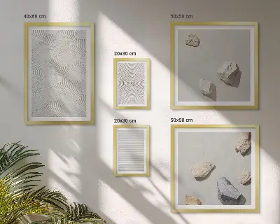 Framed photo set Geometric cardboard stones