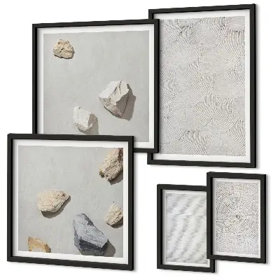 Framed photo set Geometric cardboard stones