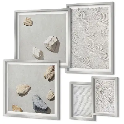Framed photo set Geometric cardboard stones