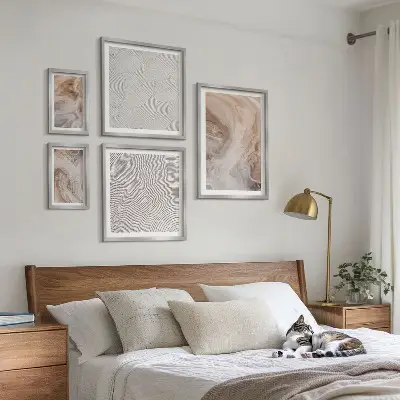 Set of 5 wall art pieces Marble stone texture patterns