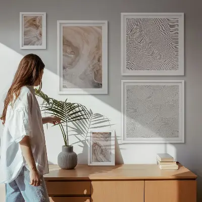Set of 5 wall art pieces Marble stone texture patterns