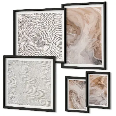 Set of 5 wall art pieces Marble stone texture patterns