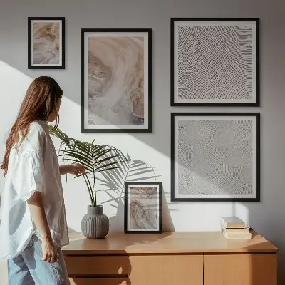Set of 5 wall art pieces Marble stone texture patterns