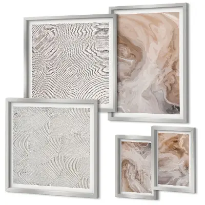Set of 5 wall art pieces Marble stone texture patterns