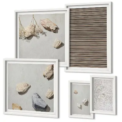 Framed photo set Natural textures wood stones