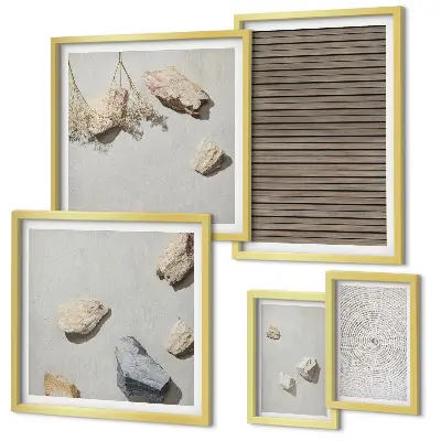 Framed photo set Natural textures wood stones
