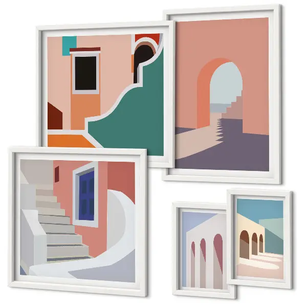 Gallery wall Pastel architectural graphics