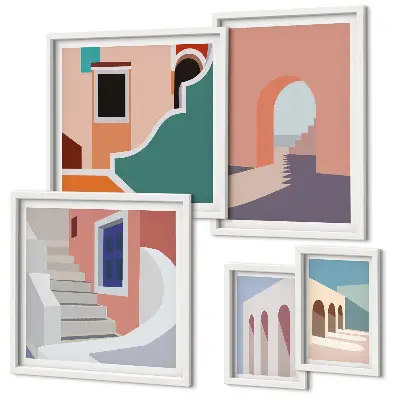 Gallery wall Pastel architectural graphics