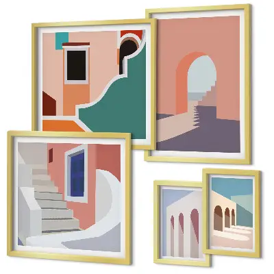 Gallery wall Pastel architectural graphics