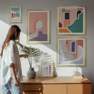 Gallery wall Pastel architectural graphics