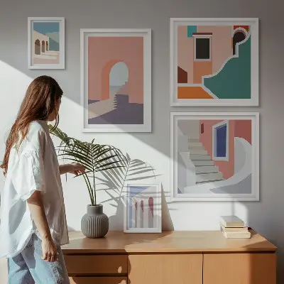 Gallery wall Pastel architectural graphics