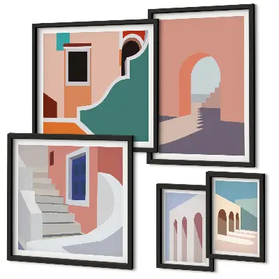 Gallery wall Pastel architectural graphics