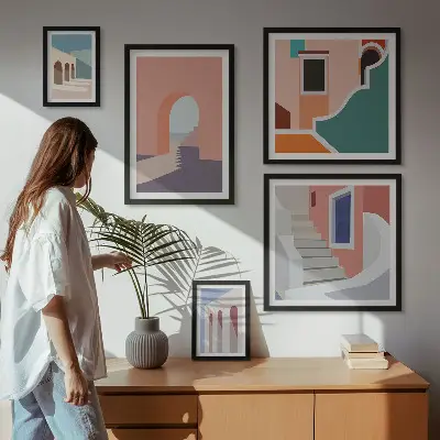 Gallery wall Pastel architectural graphics
