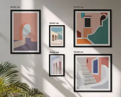 Gallery wall Pastel architectural graphics