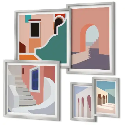 Gallery wall Pastel architectural graphics