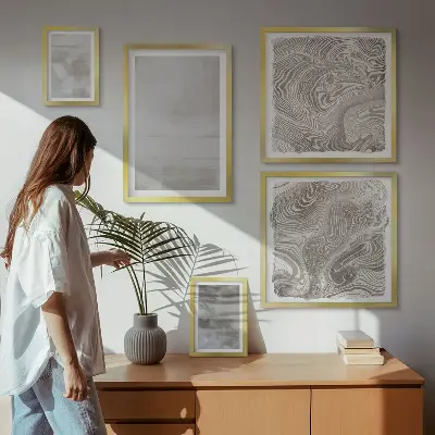 Framed photo set worn textures in a modern style