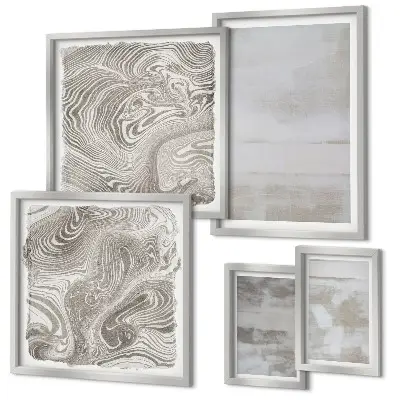Framed photo set worn textures in a modern style