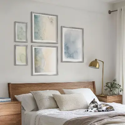 Set of 5 wall art pieces Pastel watercolors on canvas