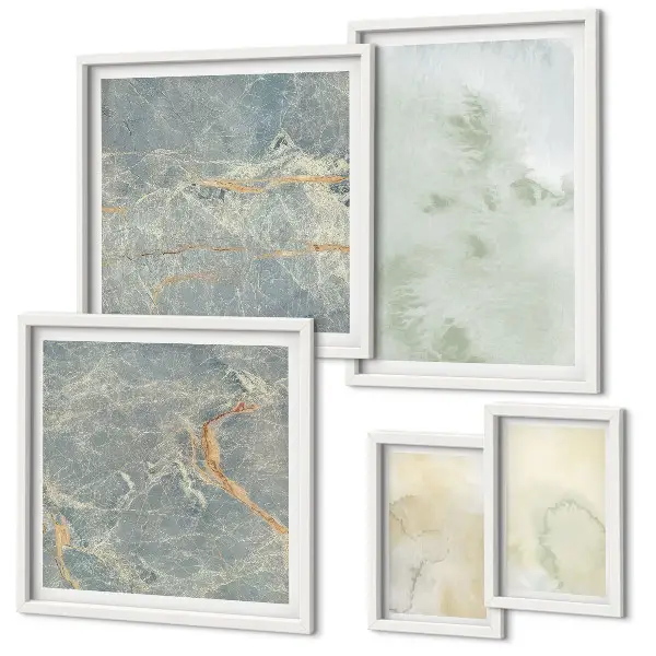 Framed photo set Pastel watercolor paint textures