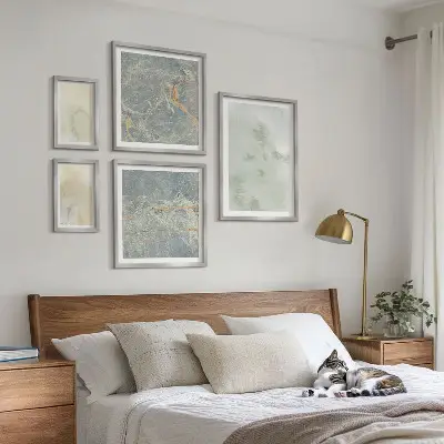 Framed photo set Pastel watercolor paint textures