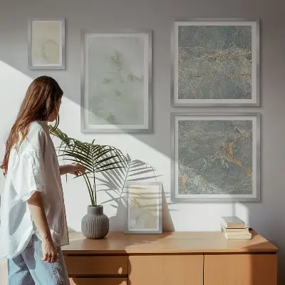 Framed photo set Pastel watercolor paint textures