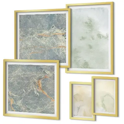 Framed photo set Pastel watercolor paint textures
